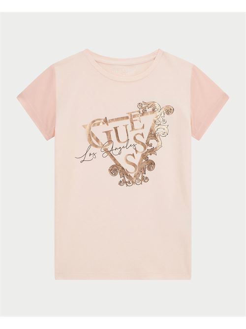 Guess Crew Neck T-Shirt for Girls with Logo GUESS | J5RI35-K6YW4G63Q