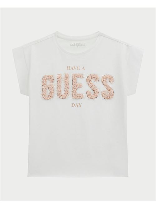 T-shirt Guess pour fille avec logo et applications GUESS | J5RI37-K6YW4G011