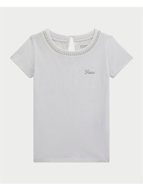 Guess T-shirt for girls with appliques on the neck GUESS | J5RI39-K6YW4G011