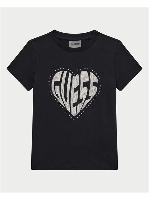 Guess T-shirt with rhinestone logo GUESS | J5RI46-J1314JBLK