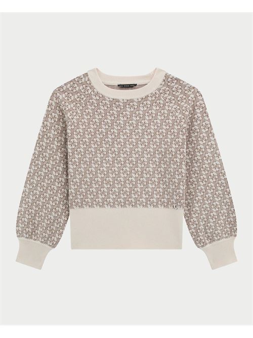 Guess crewneck sweater for girls with all-over logo GUESS | J5RR01-Z3CE0F1FU