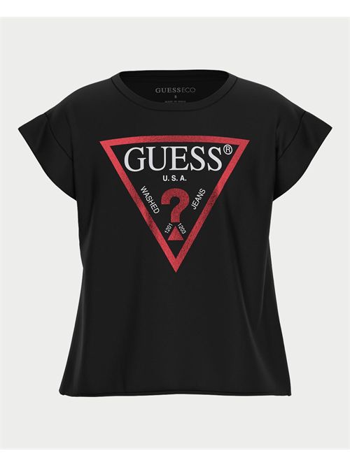 T-shirt Guess pour fille avec logo triangulaire GUESS | J81I15-J1311JBLK