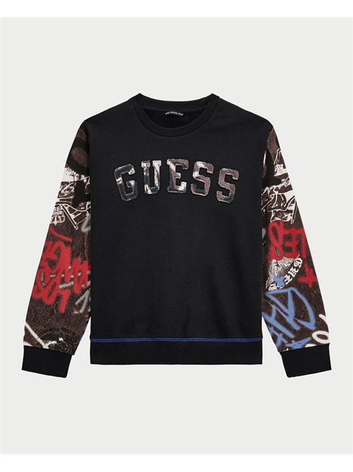 Guess sweatshirt all over print for kids GUESS | L5RQ01-KA6R4JBLK