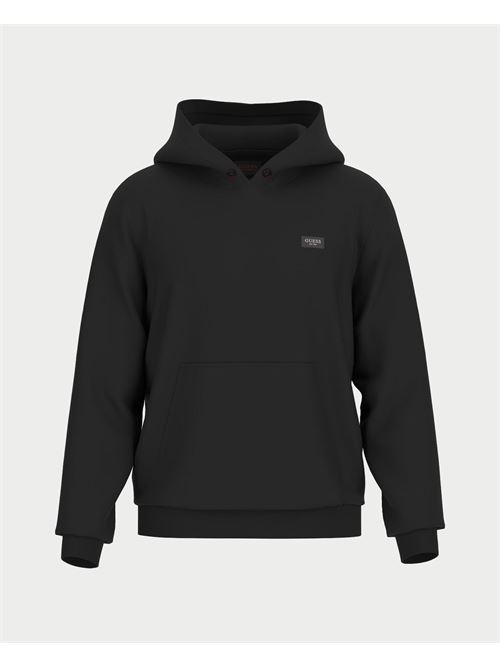 Guess men's sweatshirt with hood and kangaroo pockets GUESS | M4YQ10-KCBL0JBLK