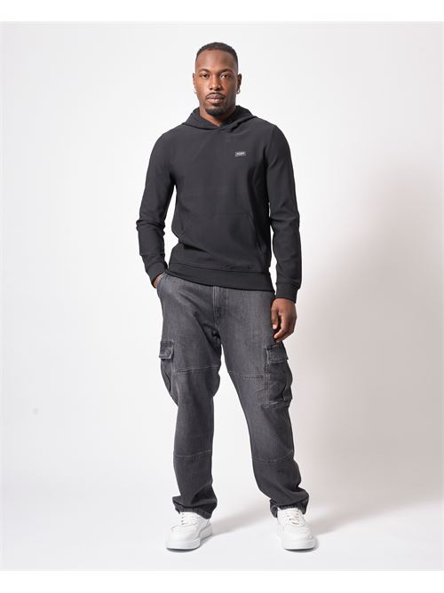 Guess men's sweatshirt with hood and kangaroo pockets GUESS | M4YQ10-KCBL0JBLK