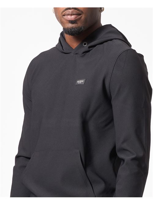 Guess men's sweatshirt with hood and kangaroo pockets GUESS | M4YQ10-KCBL0JBLK