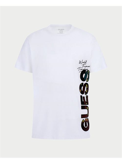 T-shirt Guess con logo verticale<BR/>