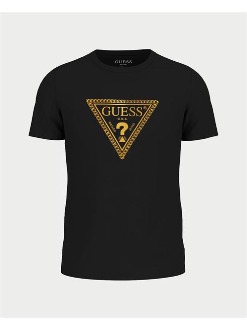 Guess Men's T-Shirt with Chain Triangle Logo GUESS | M5RI49-K9RM1JBLK