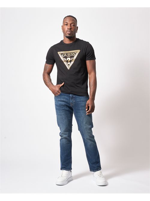 T-shirt uomo Guess con logo triangolo catena GUESS | M5RI49-K9RM1JBLK