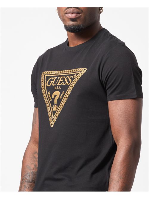 T-shirt uomo Guess con logo triangolo catena GUESS | M5RI49-K9RM1JBLK