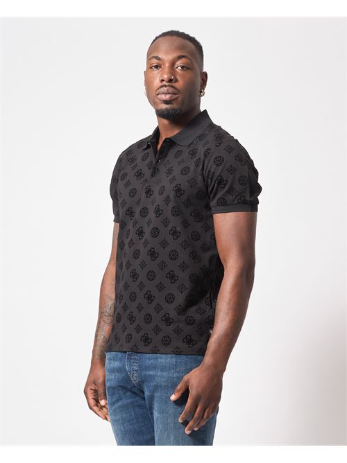 Polo in cotone Guess con logo all-over GUESS | M5RP20-KCKN0JBLK