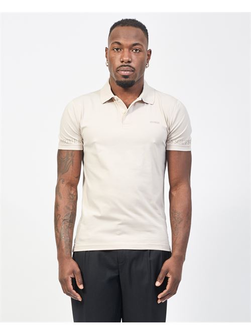 Guess cotton polo with logo on chest and sleeve