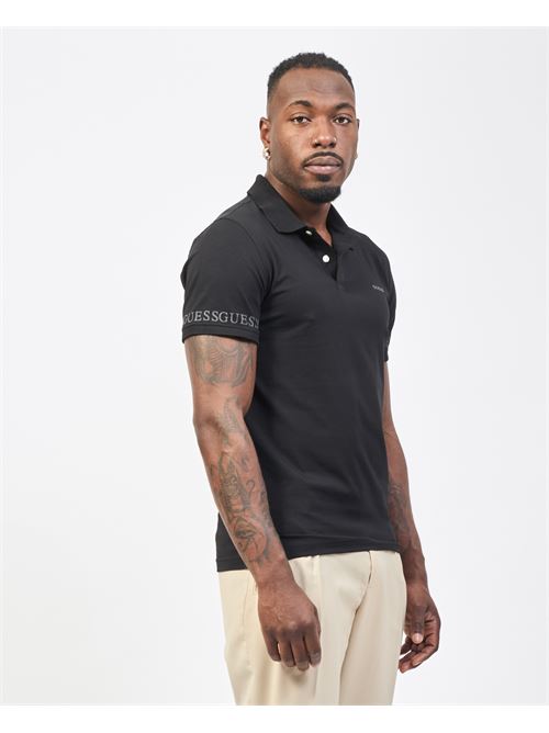 Polo in cotone Guess con logo in petto e su manica GUESS | M5RP66-J1314JBLK