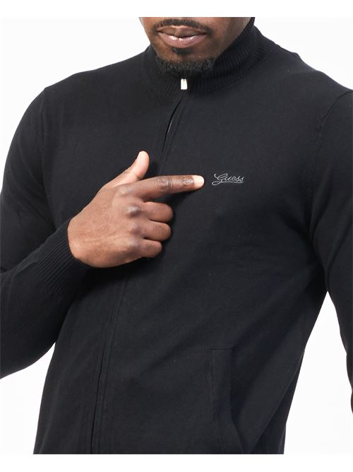 Pull Guess entièrement zippé avec logo brodé GUESS | M5RR04-Z3KI1JBLK