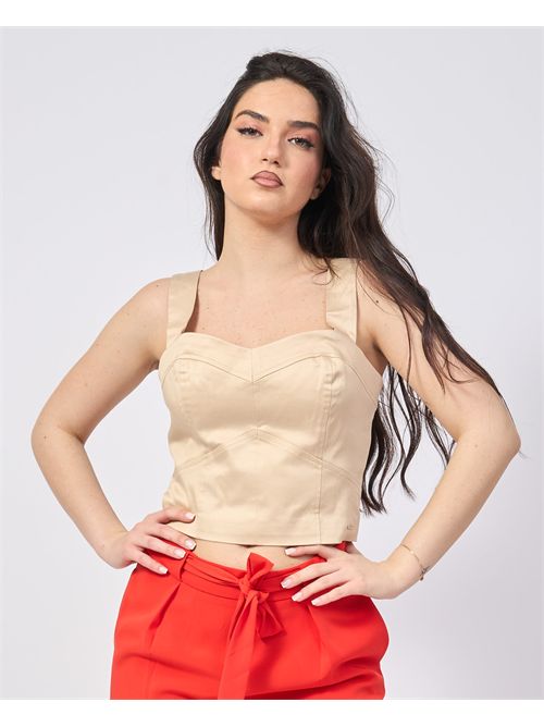 Top bustier Guess con zip sul retro GUESS | W5GH80-WH5M2F1O8