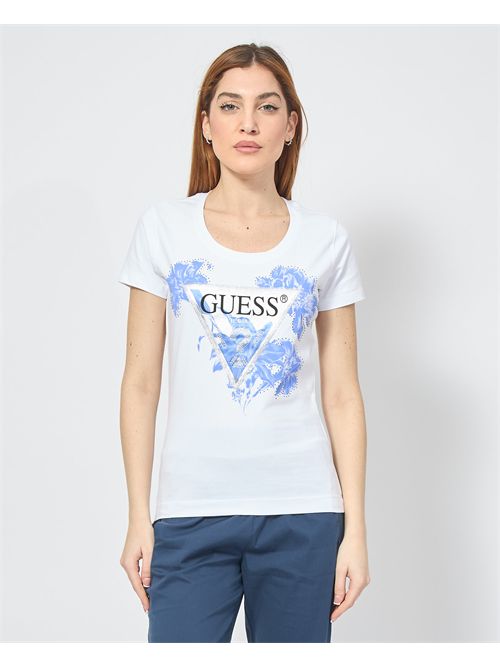 T-shirt donna Guess girocollo con fiori GUESS | W5GI08-J1314G011