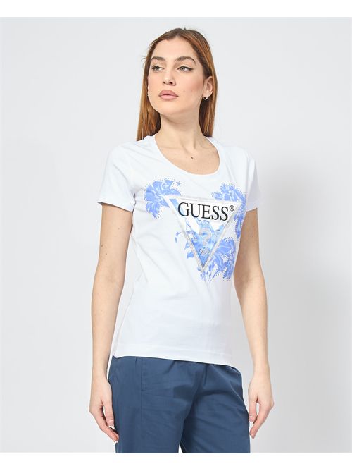 T-shirt donna Guess girocollo con fiori GUESS | W5GI08-J1314G011