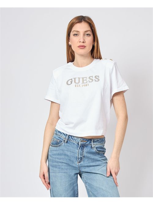 T-shirt femme Guess avec détail sur l'épaule GUESS | W5GI15-K8FQ4G011