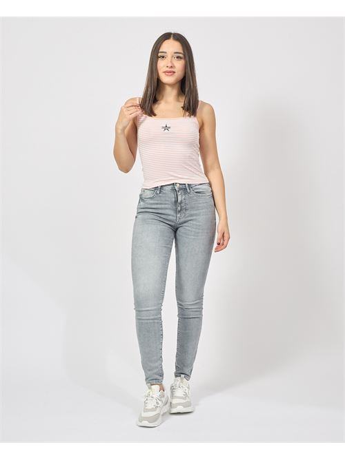 Haut slim Guess à rayures et logo GUESS | W5GP35-KCIE1S61H