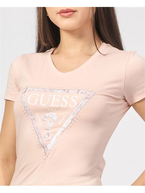 T-shirt Guess scollo a V con logo triangolo GUESS | W5RI21-J1314A61L