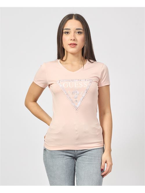 T-shirt Guess scollo a V con logo triangolo GUESS | W5RI21-J1314A61L