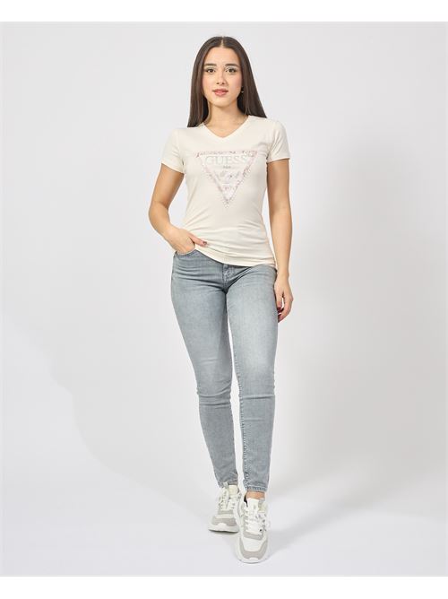 T-shirt col V Guess avec logo triangulaire GUESS | W5RI21-J1314G012