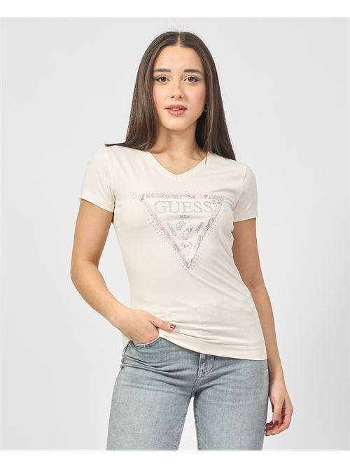 T-shirt Guess scollo a V con logo triangolo GUESS | W5RI21-J1314G012