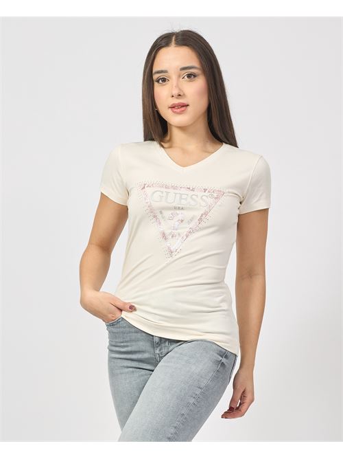 T-shirt Guess scollo a V con logo triangolo GUESS | W5RI21-J1314G012