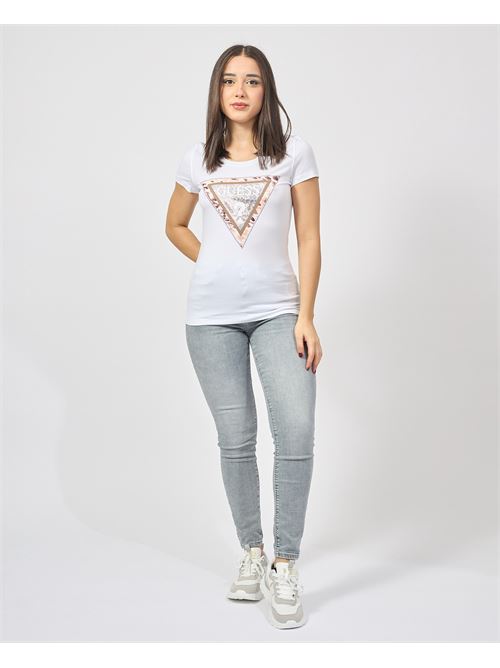 T-shirt Guess con logo triangolo animalier GUESS | W5RI22-J1314G011