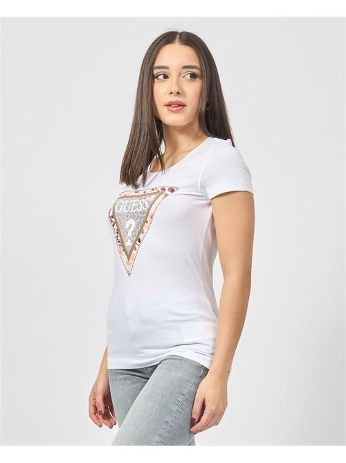 T-shirt Guess con logo triangolo animalier GUESS | W5RI22-J1314G011