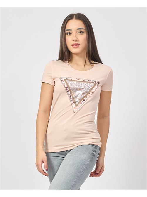 T-shirt Guess con logo triangolo animalier GUESS | W5RI22-J1314G6O3