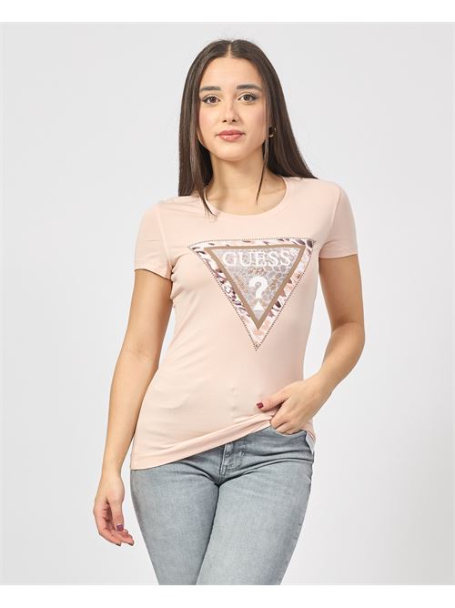 T-shirt Guess con logo triangolo animalier GUESS | W5RI22-J1314G6O3