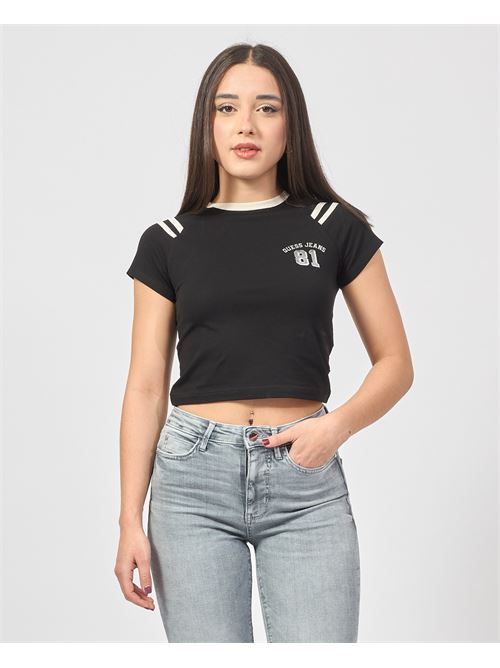 T-shirt cropped Guess con stampa GUESS | W5RI53-J1314JBLK