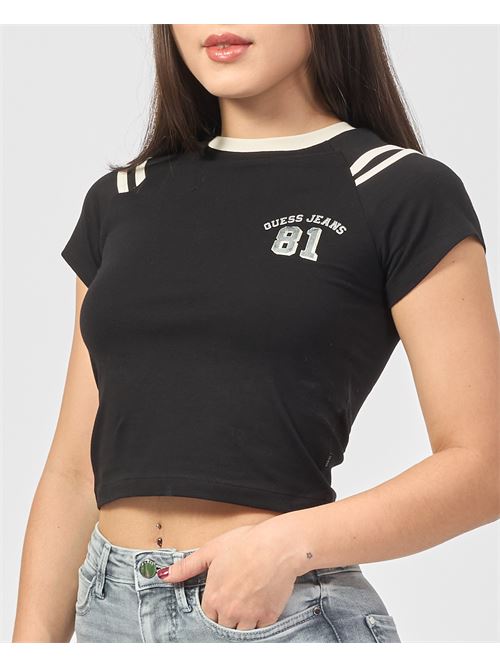 T-shirt cropped Guess con stampa GUESS | W5RI53-J1314JBLK