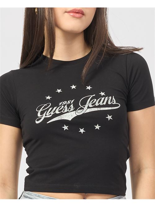 T-shirt en coton Guess avec logo sur le devant GUESS | W5RI59-J1314JBLK