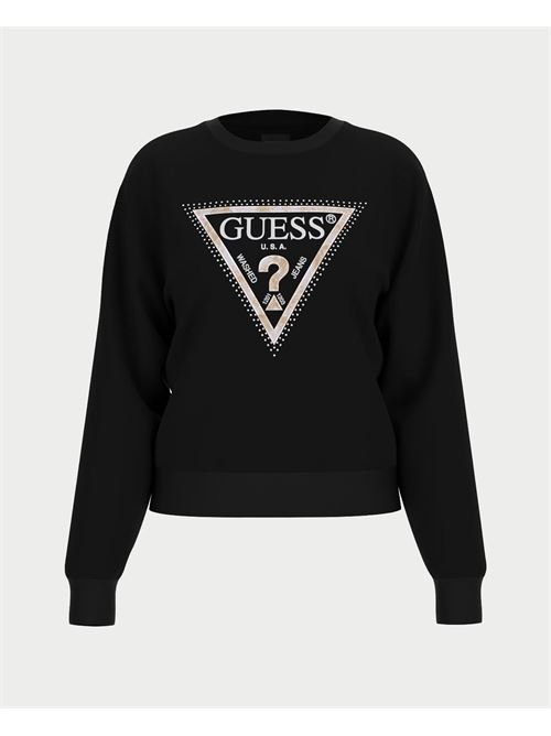 Sweat-shirt à col ras du cou Guess avec logo triangulaire GUESS | W5RQ09-K8802JBLK