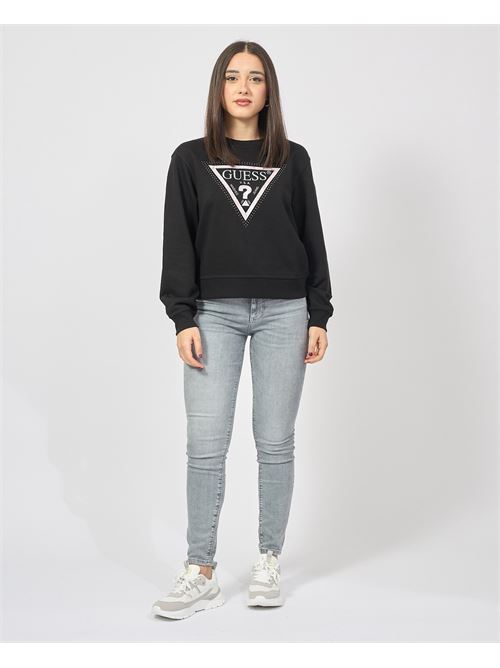 Sweat-shirt à col ras du cou Guess avec logo triangulaire GUESS | W5RQ09-K8802JBLK