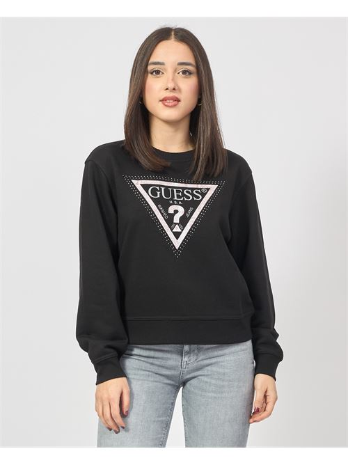 Sweat-shirt à col ras du cou Guess avec logo triangulaire GUESS | W5RQ09-K8802JBLK