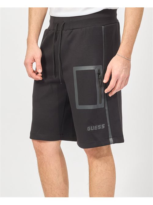 Bermuda Guess pour homme avec logo et poche zippée GUESS | Z5RD02-KCNS0JBLK