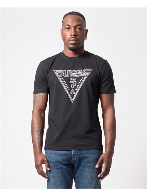 Guess Cotton T-Shirt with Triangle Logo GUESS | Z5RI12-J1314JBLK