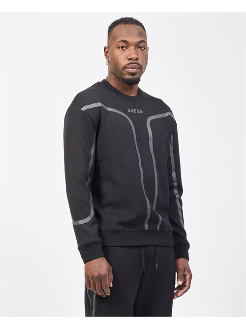 Sweat-shirt homme Guess à rayures contrastées GUESS | Z5RQ10-KCNS0JBLK