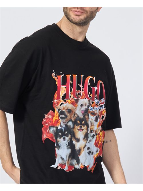 Hugo Men's Oversized Dog Print T-Shirt HUGO | 50538259001