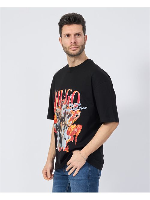 Hugo Men's Oversized Dog Print T-Shirt HUGO | 50538259001