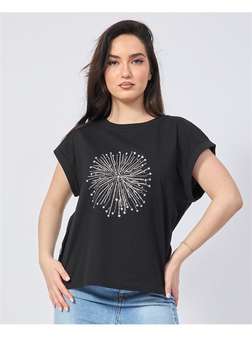 T-shirt noir Jijl avec strass sur le devant JIJIL | TS1370002