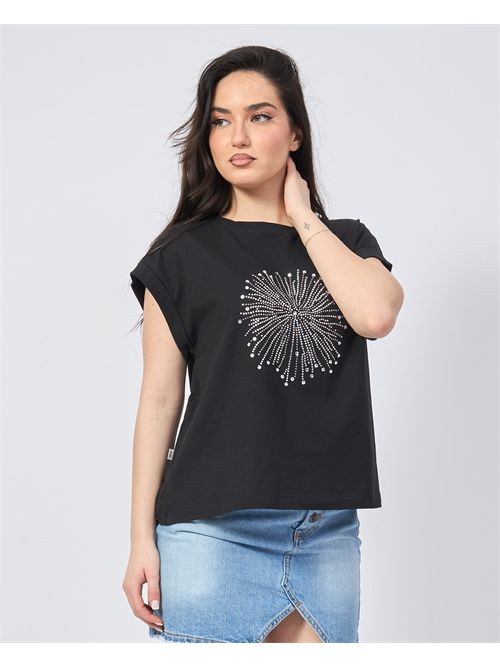 T-shirt noir Jijl avec strass sur le devant JIJIL | TS1370002