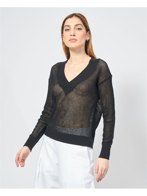 Markup Women's Perforated Linen T-Shirt MARKUP | MW860027NERO