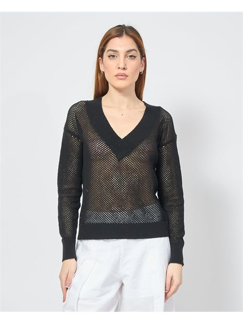 Markup Women's Perforated Linen T-Shirt MARKUP | MW860027NERO