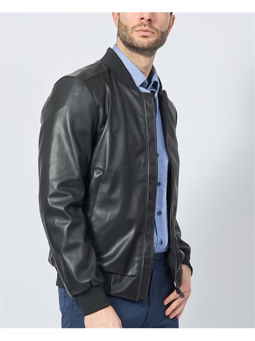 Refrigue eco leather jacket with logo REFRIGUE | 2815O00181BLACK