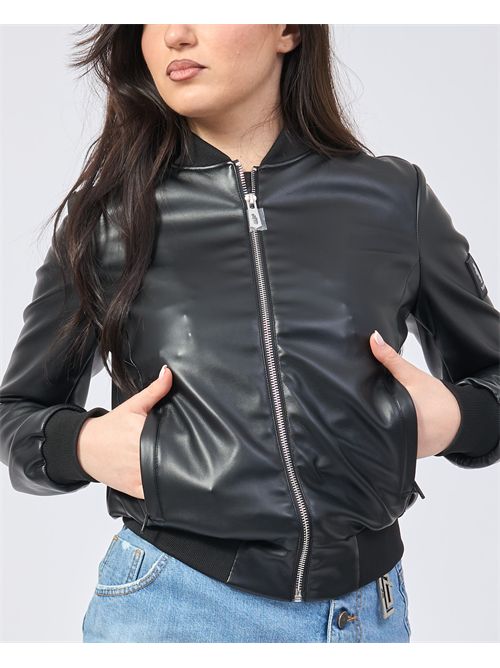 Refrigue full zip faux leather jacket REFRIGUE | 2825O00036BLACK