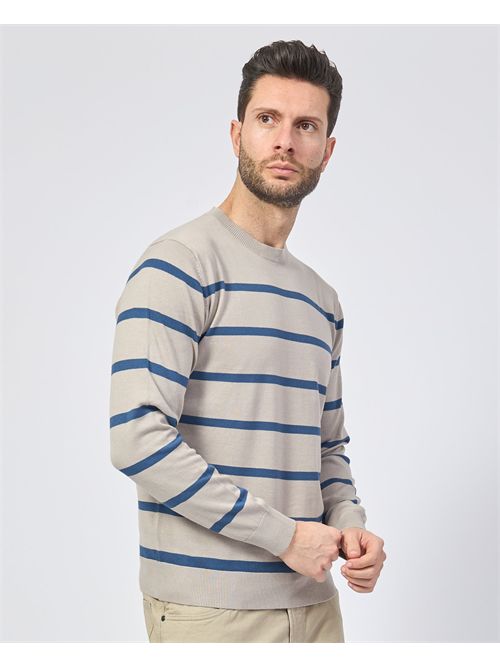 Maglia in cotone Sette/Mezzo con righe a contrasto SETTE/MEZZO | 650211ECRU